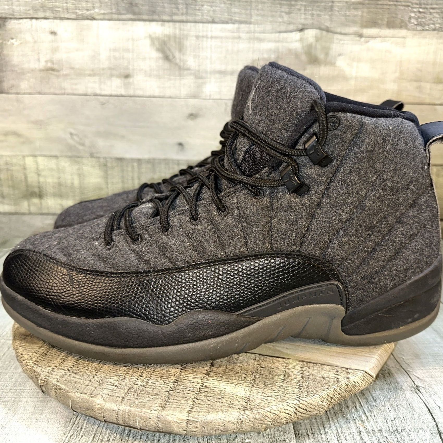 Jordan Brand Size 12 Air Jordan 12 Retro Wool Sneaker Mens Gray Size US 12 / EU 45 - 4 Thumbnail