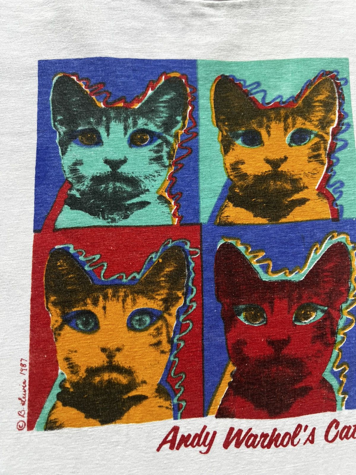 Vintage 1987 Andy Warhol’s Cats Pop Art Tee Shirt Haring Dali Kahlo Size US M / EU 48-50 / 2 - 4 Thumbnail