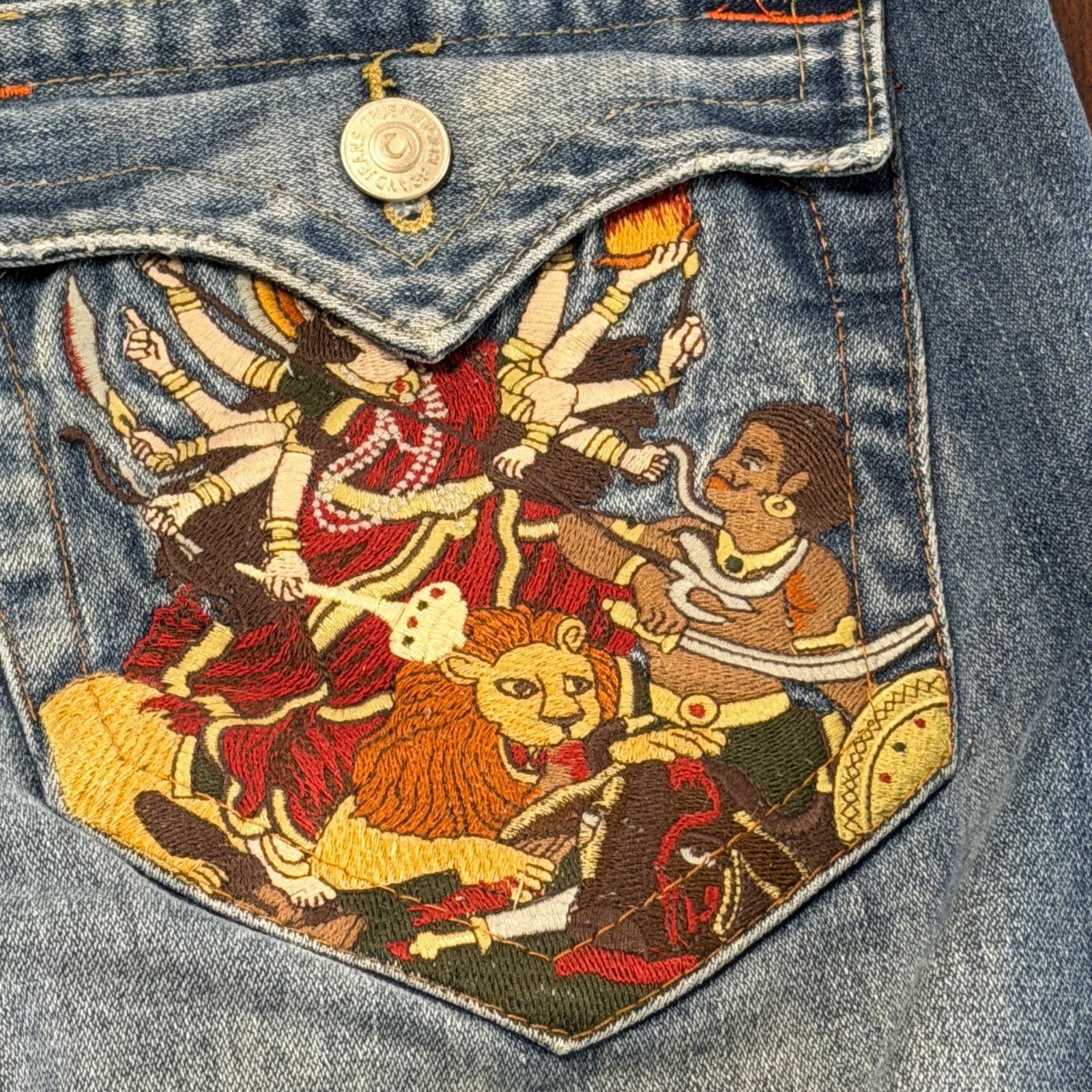 True Religion True Religion Embroidered Shiva Hindu God Billy Jeans 34x33 Size US 34 / EU 50 - 3 Thumbnail