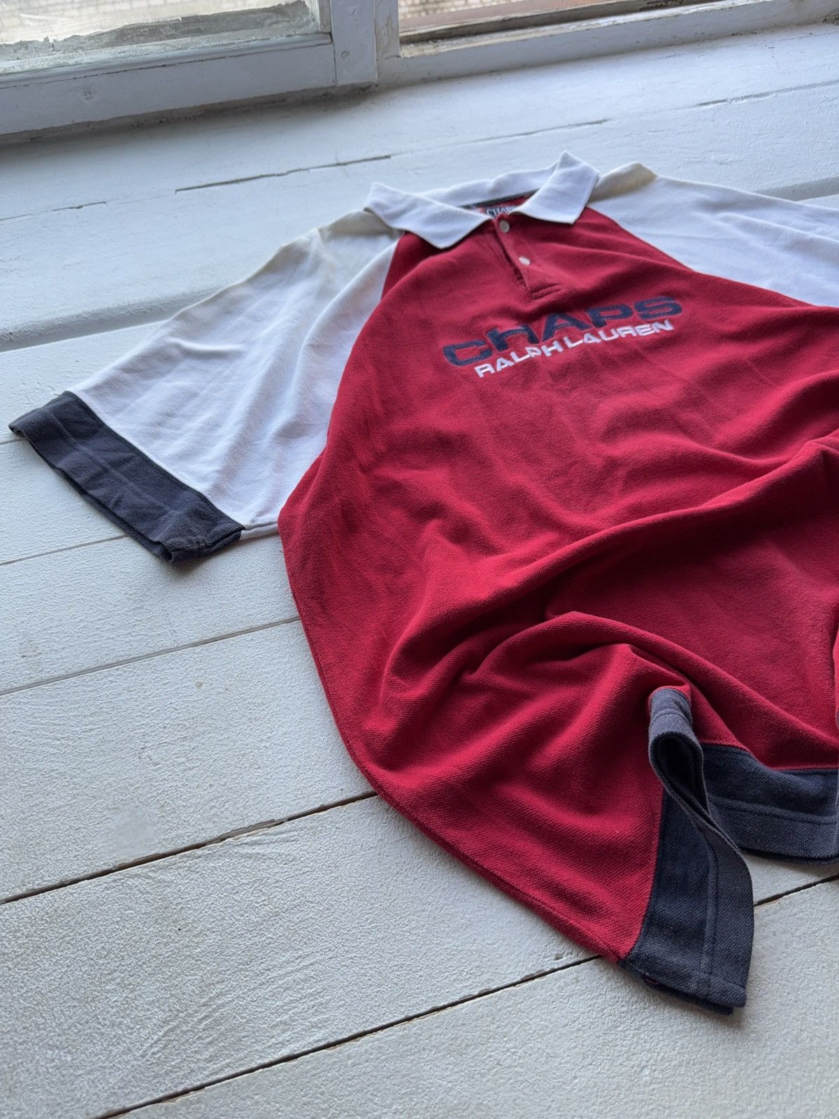 Polo Ralph Lauren Vintage 90s Chaps Ralph Lauren Retro Big Logo Polos Size US L / EU 52-54 / 3 - 2 Thumbnail