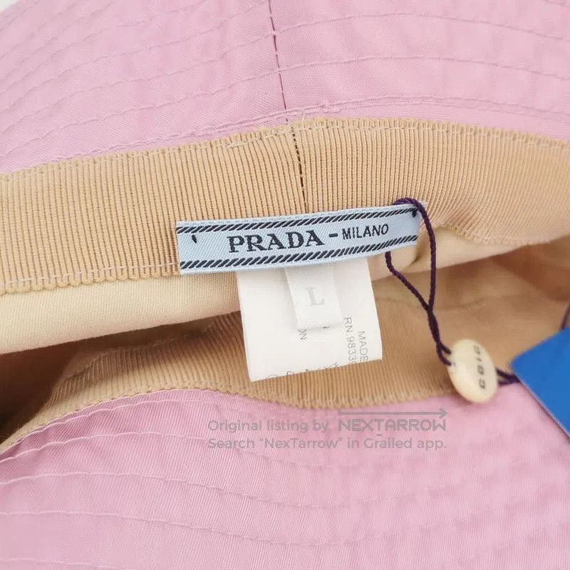 Prada Prada Pink Triangle Logo Bucket Hat. Size ONE SIZE - 5 Thumbnail