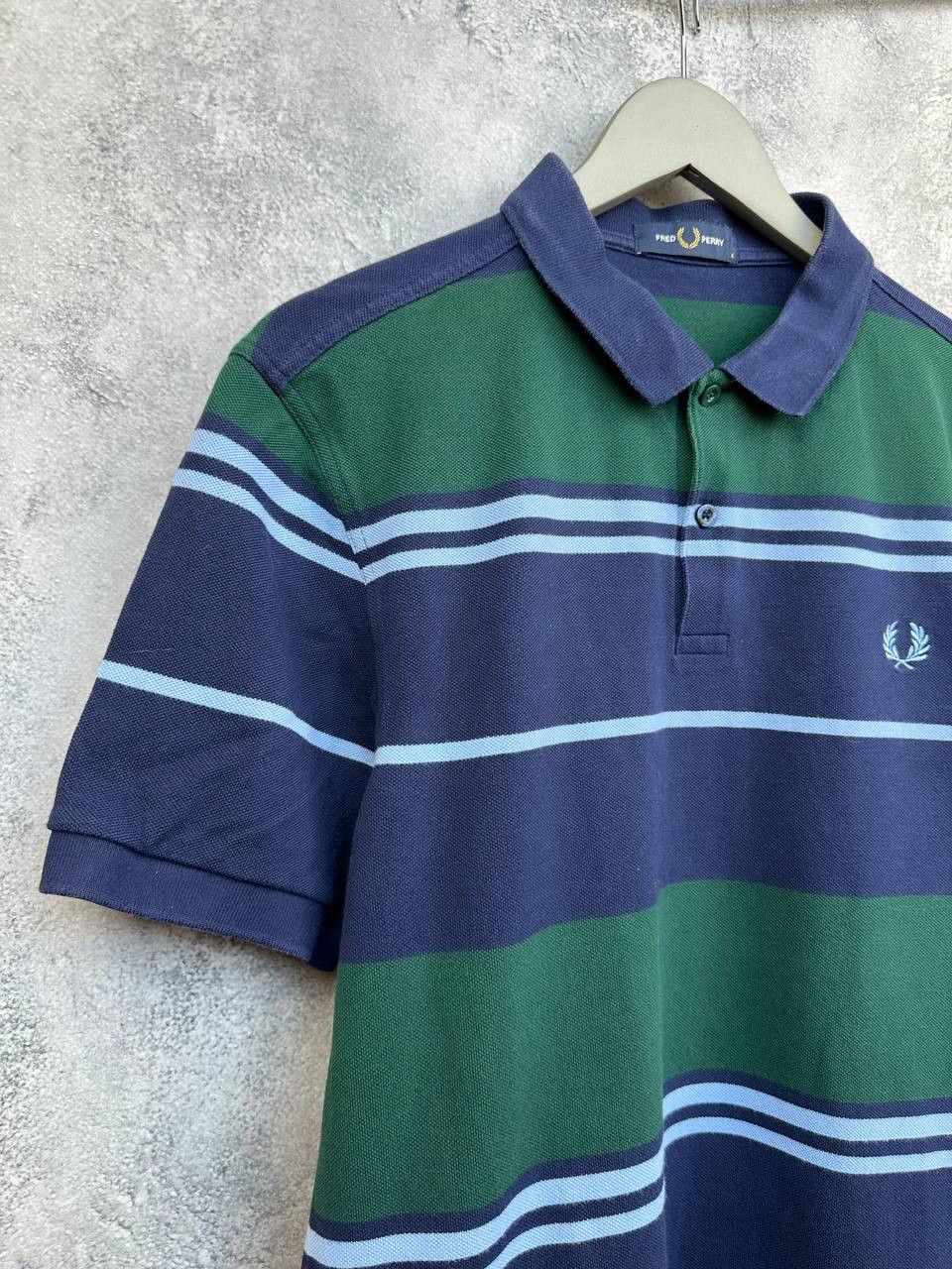Fred Perry Fred Perry Striped Polo Shirt Navy / Green Cotton M8537 Size US L / EU 52-54 / 3 - 3 Thumbnail