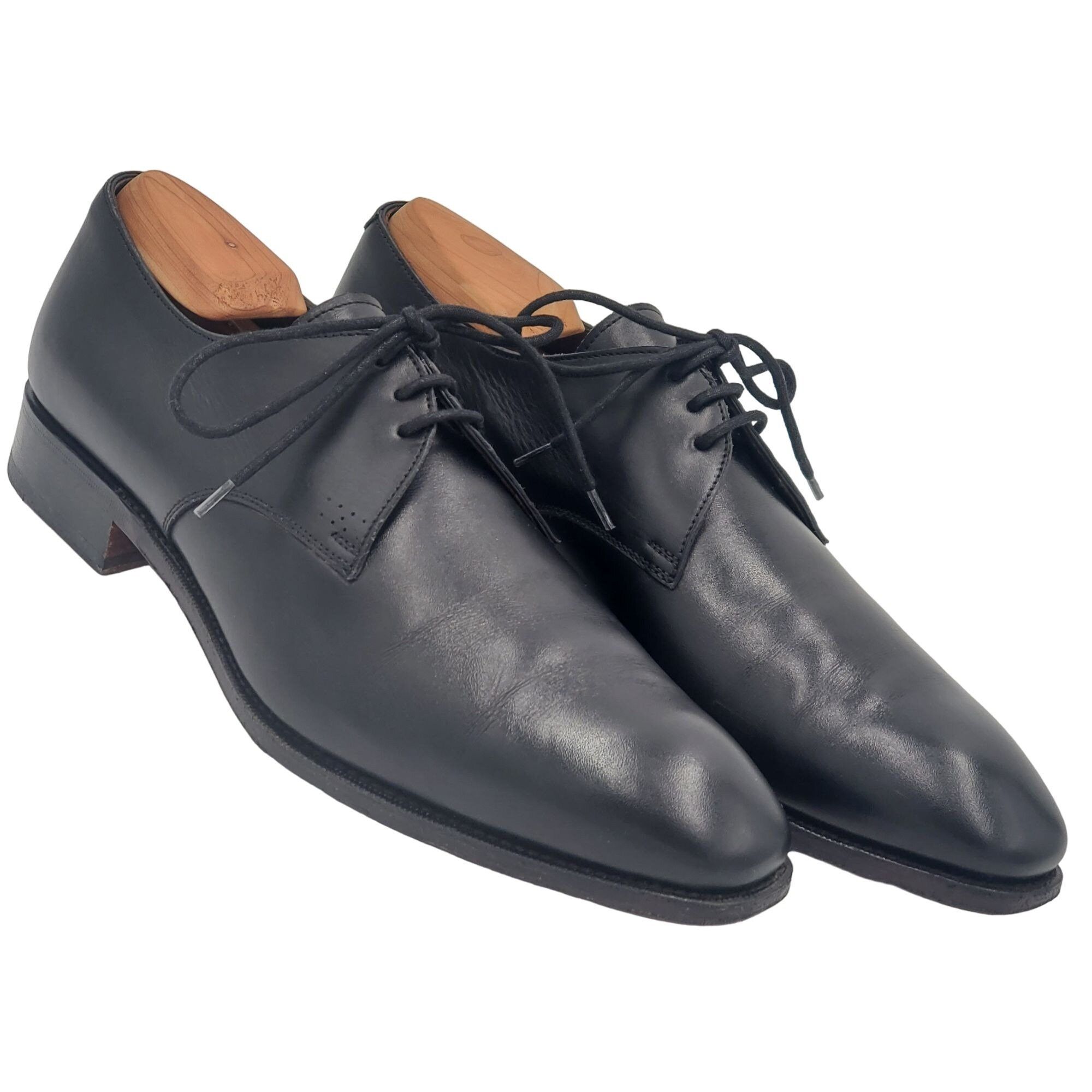 Carmina Shoemaker Luxury Mens 8 Black Calf All-Leather Dress
