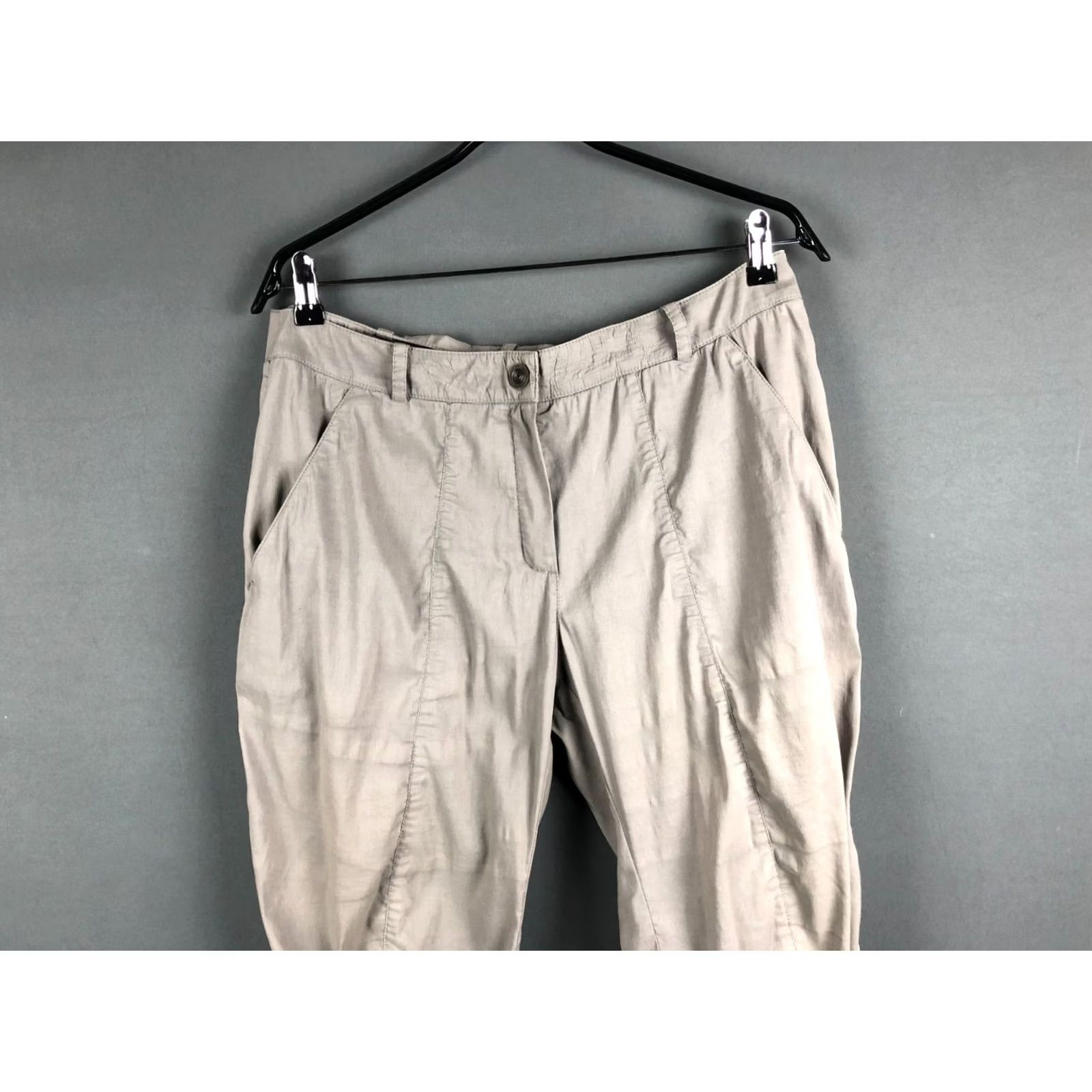 Vintage Annette Gortz Women's Pants Gray Linen Blend Size 42 Wide-Leg Size 28" / US 6 / IT 42 - 4 Thumbnail