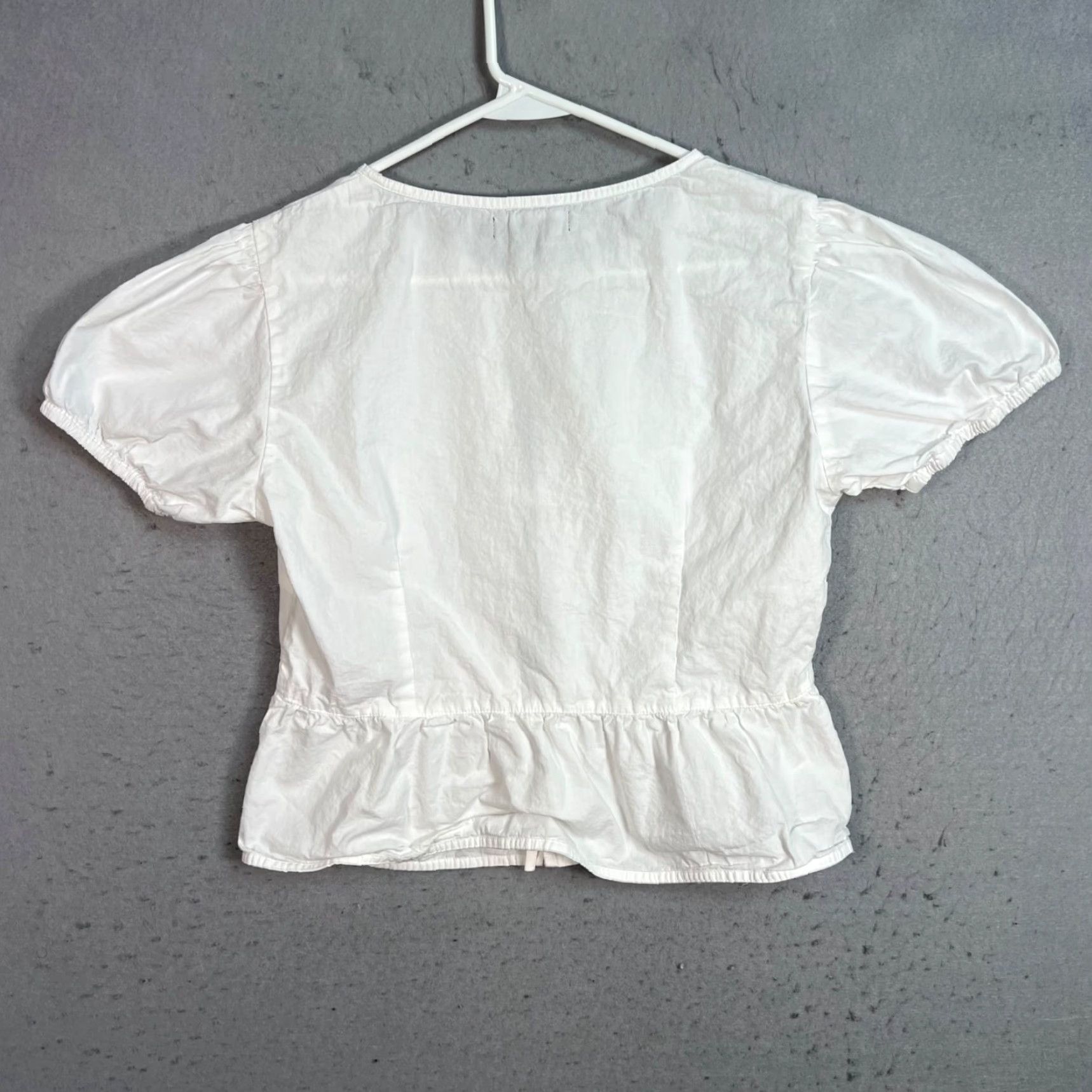 Vintage VINTAGE Motel Cotton Puff Sleeve Peplum Top Womens Medium White Size M / US 6-8 / IT 42-44 - 2 Thumbnail
