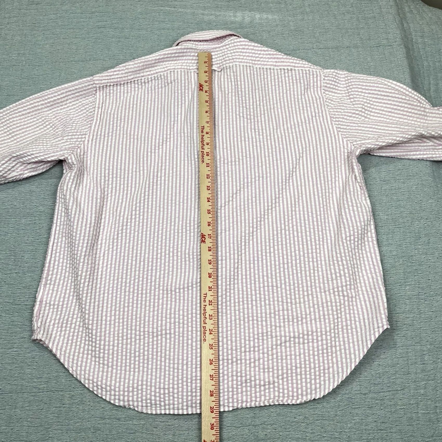 Vintage J. Peterman Let It Breathe Seersucker Shirt Striped Pink 100% Cotton Size XL Button-Up Long Sleeve Mens Size US XL / EU 56 / 4 - 6 Thumbnail