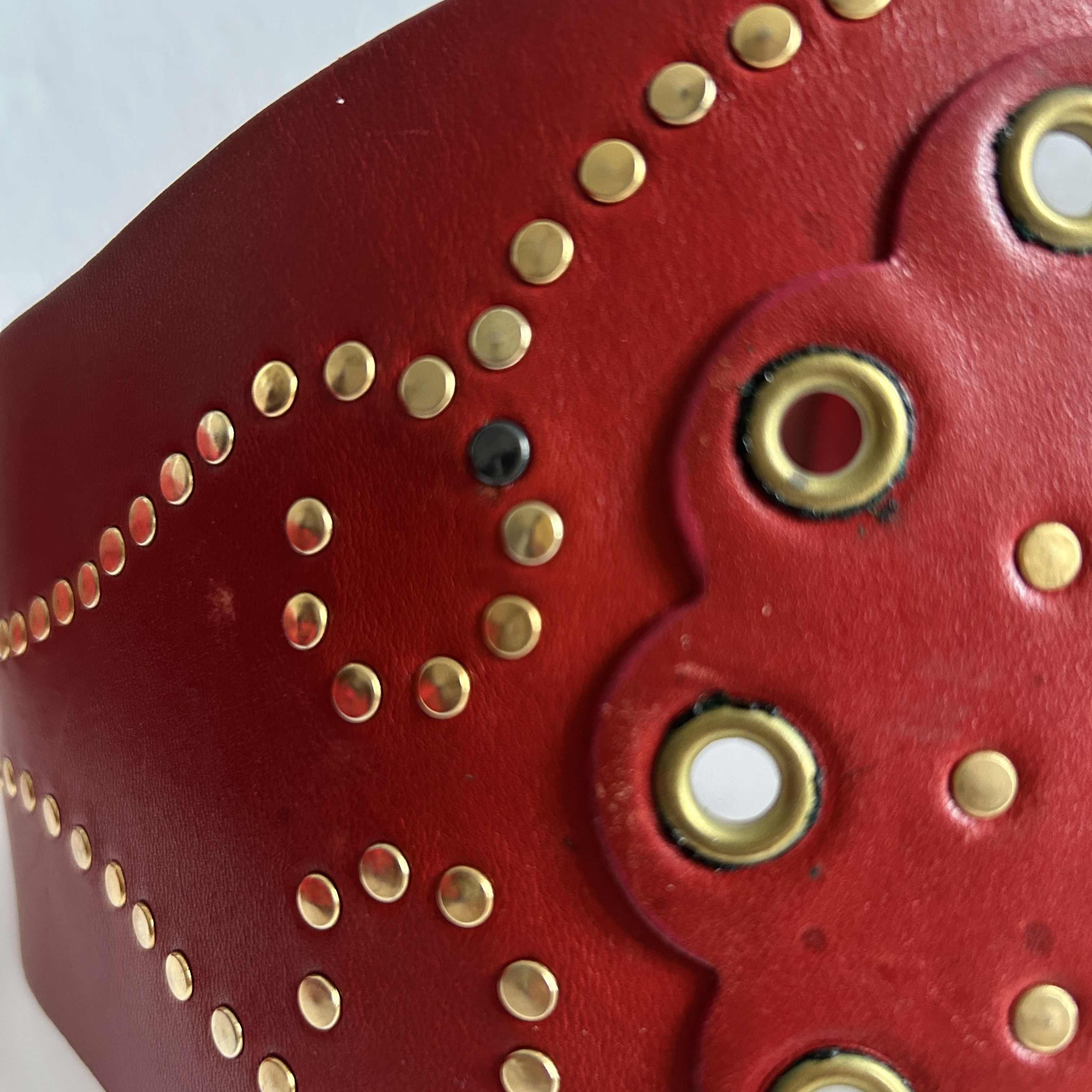 Vintage Vintage Red Leather Studded Corset Belt Size ONE SIZE - 7 Thumbnail