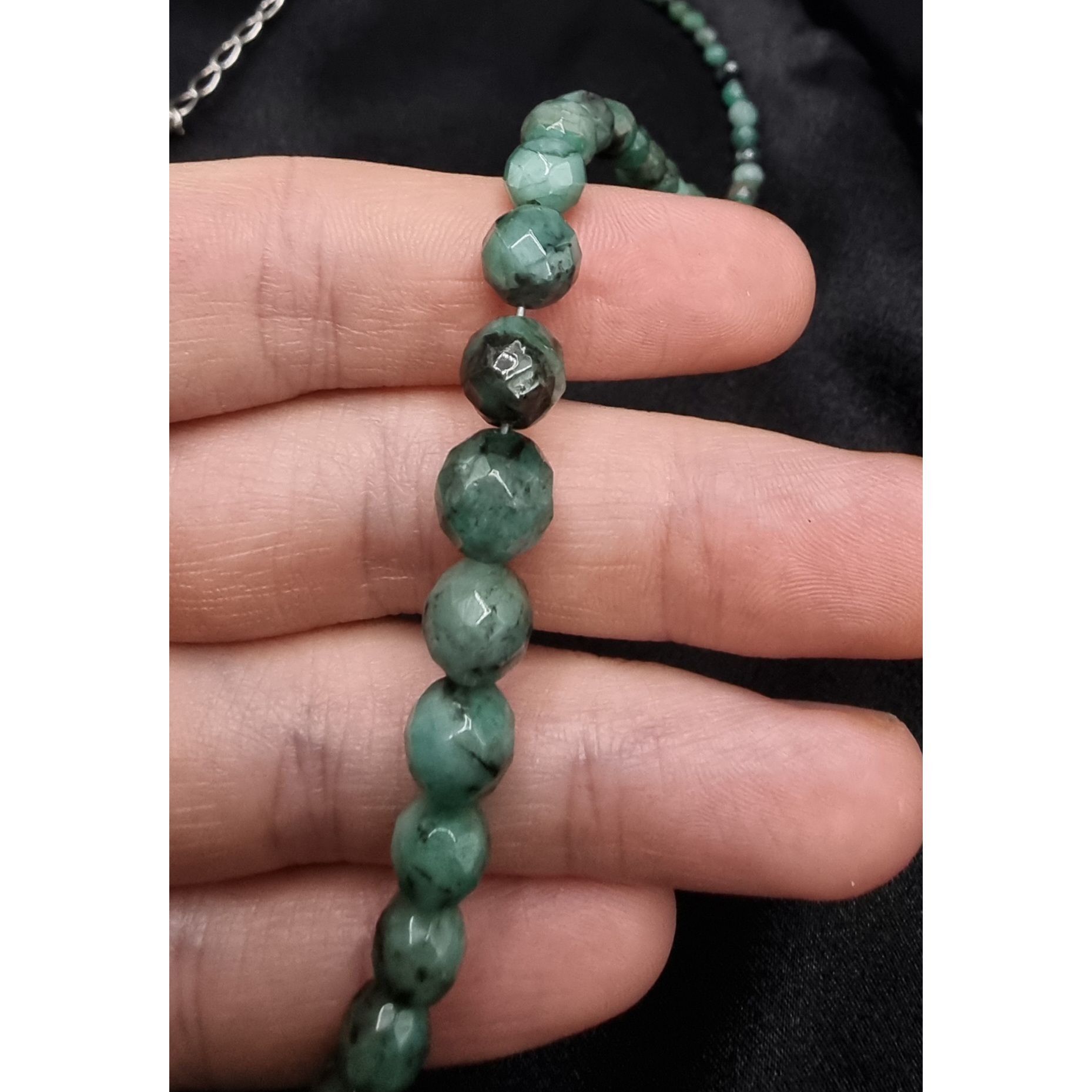 Vintage Jay King Mine Finds Natural Emerald Beaded Necklace With Ste Size ONE SIZE - 2 Thumbnail
