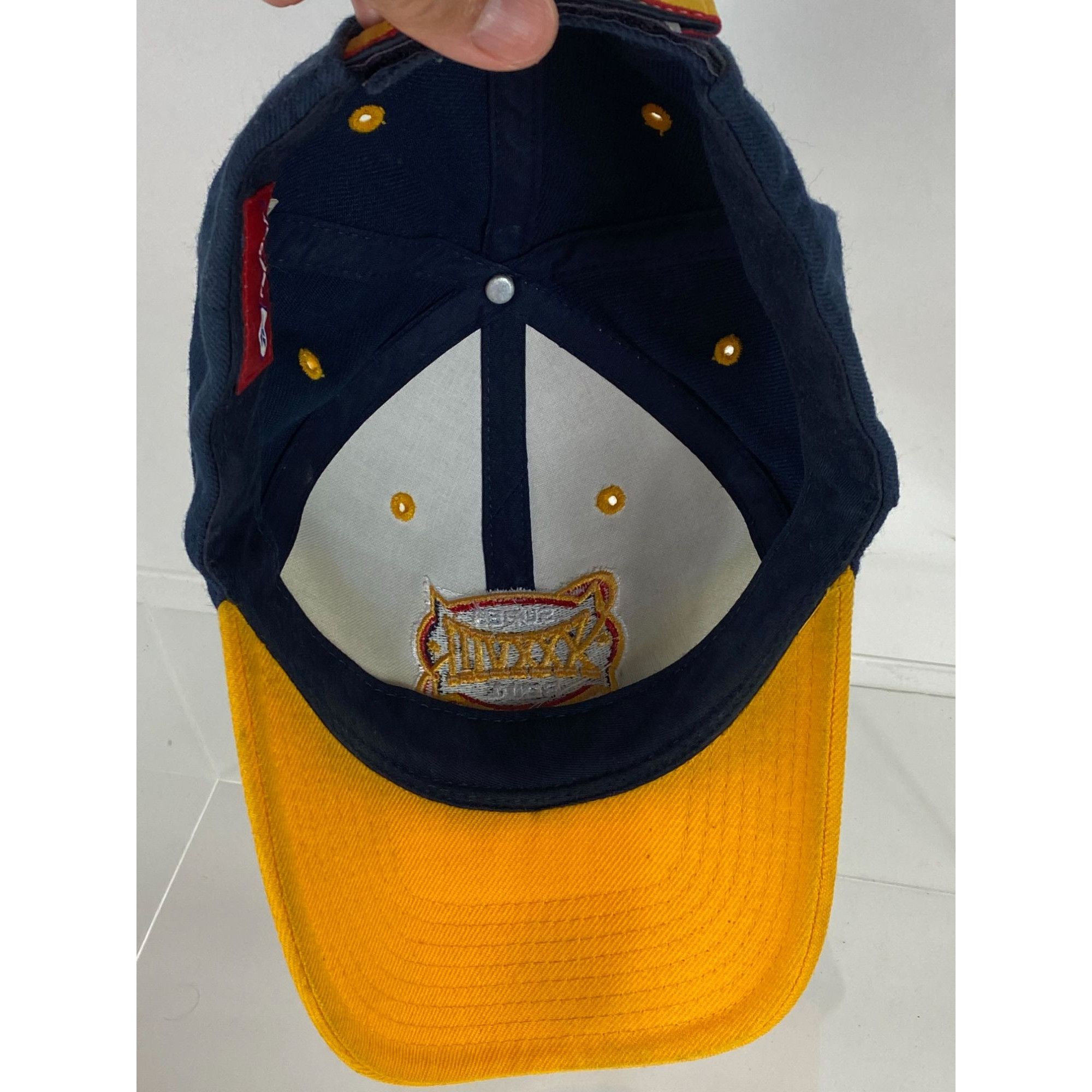 Reebok VTG Reebok 2004 Houston Super Bowl XXXVIII Strapback Cap Blu Size ONE SIZE - 7 Thumbnail