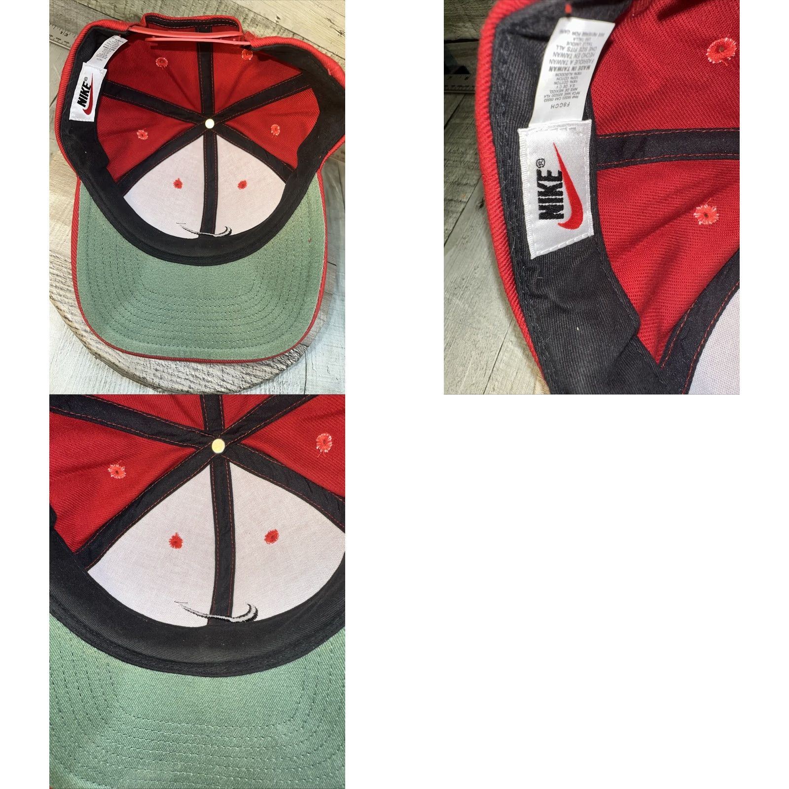 Nike VINTAGE Nike SnapBack Hat Check Logo Red Twill Adjustable 90s Mens Size ONE SIZE - 9 Thumbnail