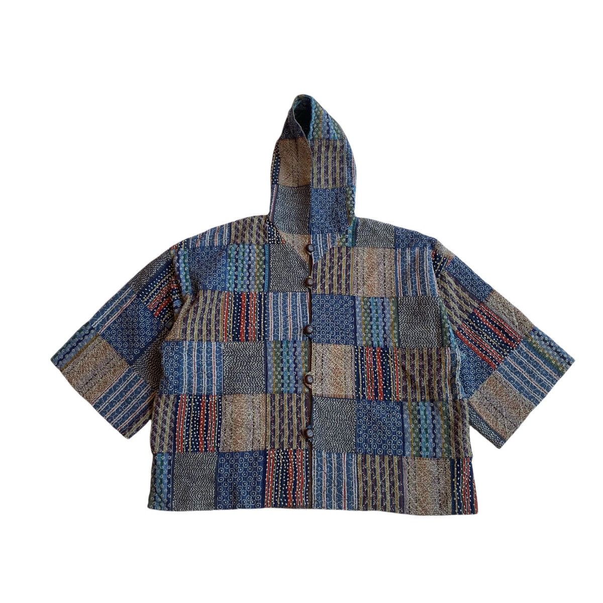 FDMTL Japanese Brand Sashiko Patchwork Denim Kimono Jacket Size US M / EU 48-50 / 2 - 1 Thumbnail