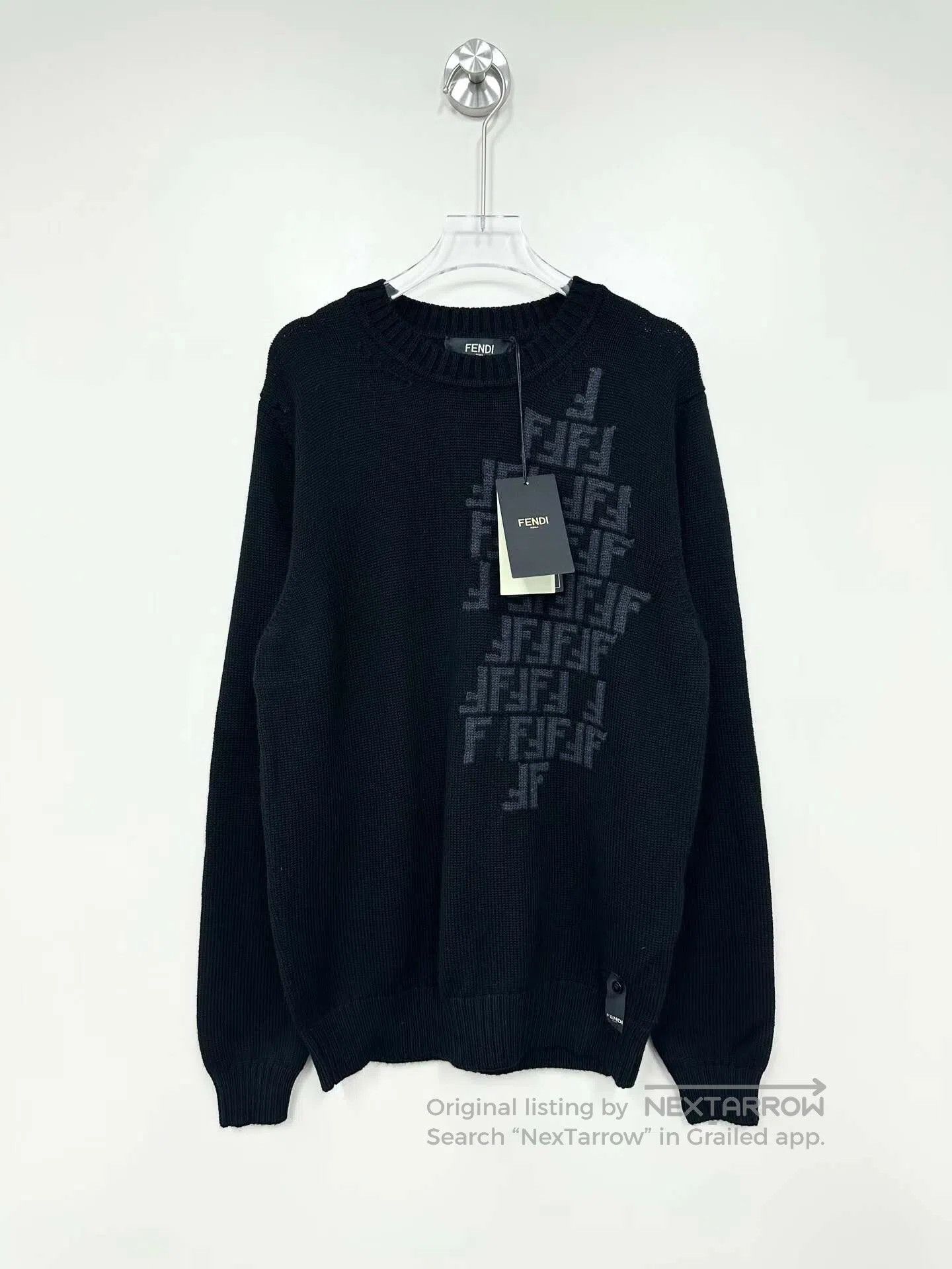 Fendi FENDI Black old logo wool knitted sweater| Size US S / EU 44-46 / 1 - 1 Thumbnail