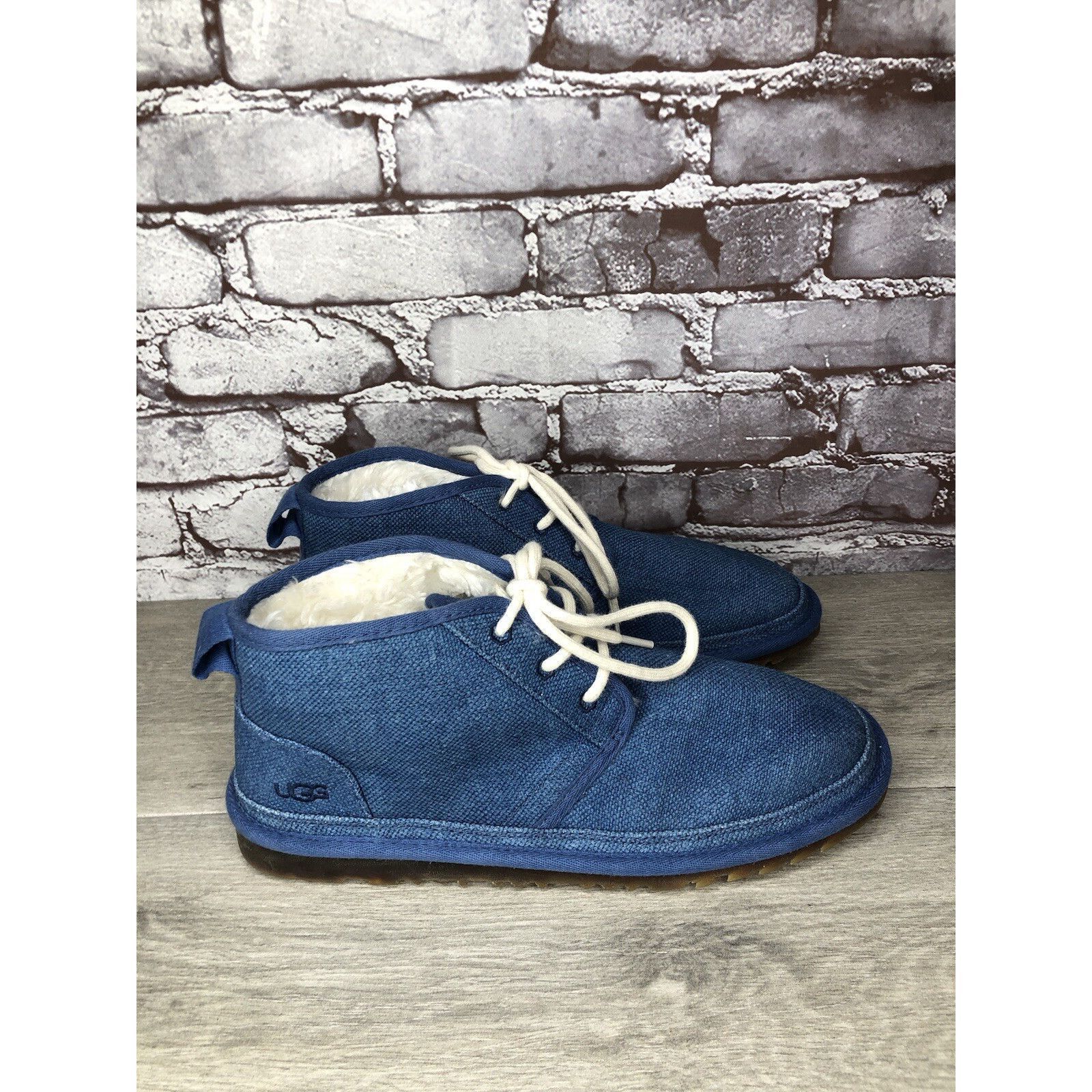Ugg UGG Neumel Blue Fabric Fur WHT Lace Up Chukka Boots Men Sz 4 Size US 10 / EU 43 - 10 Thumbnail