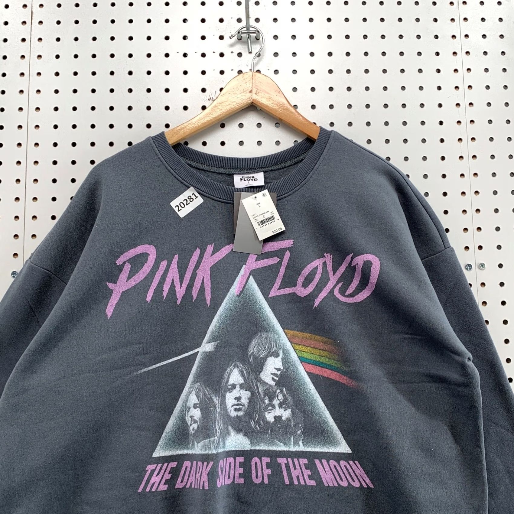 Vintage Pink Floyd Sweatshirt Gray Crew Neck Pullover Womens L 7x22.5 NWT Cropped NEW Size L / US 10 / IT 46 - 7 Thumbnail