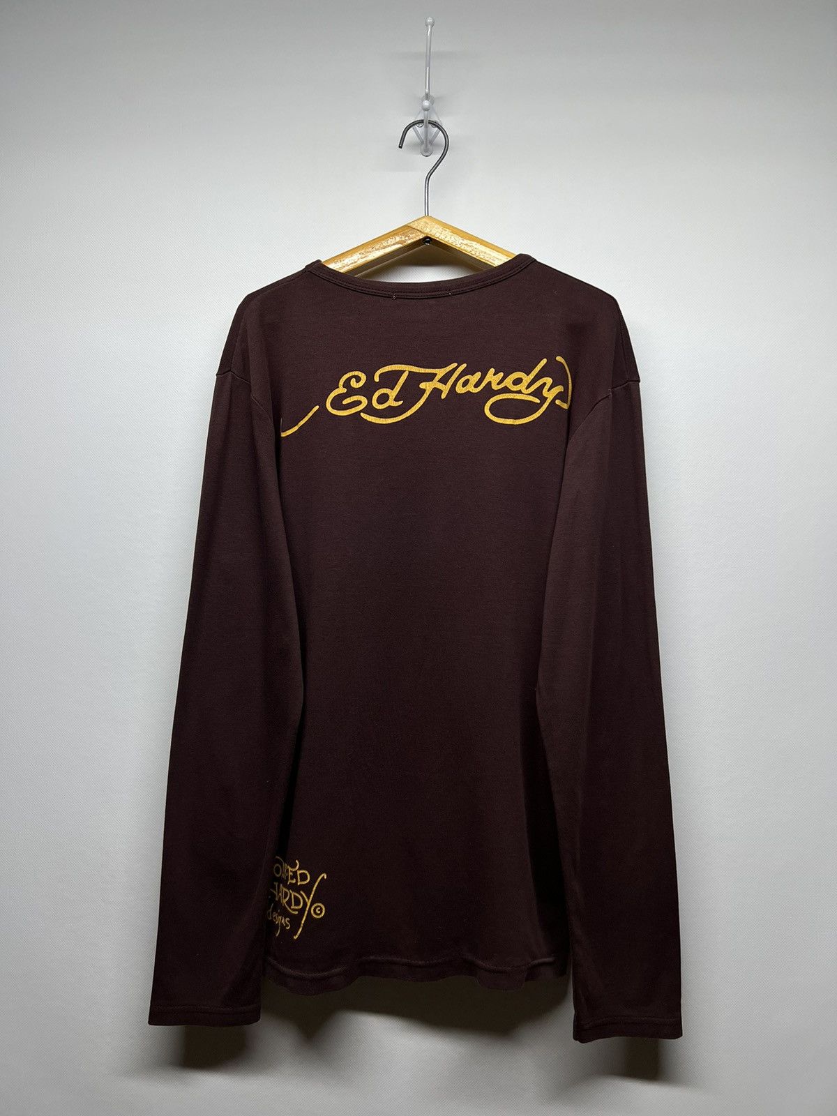 Ed Hardy Vintage Y2k Ed Hardy Skull Eagle 🦅☠️ Brown 🤎 Long Sleeve 00’s Size US L / EU 52-54 / 3 - 9 Thumbnail