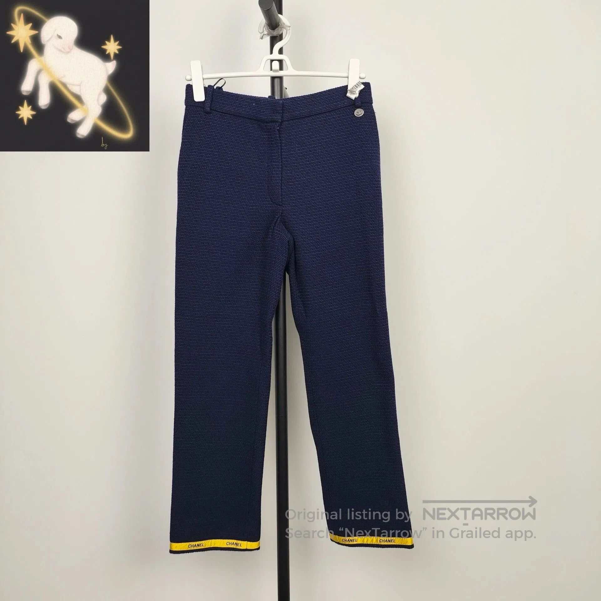 Chanel Spring Summer 2021 Deep Blue Tweed Pants 34.