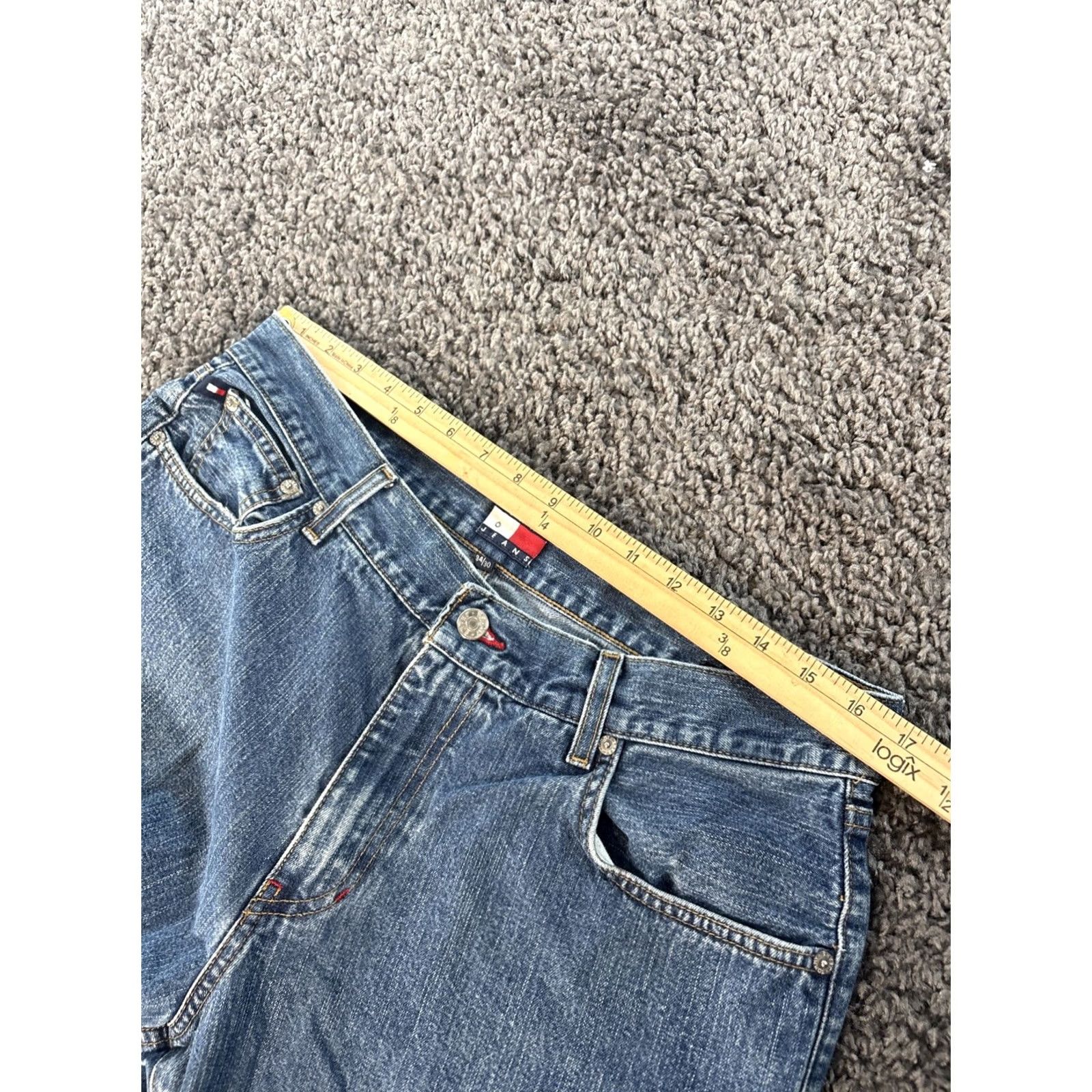 Tommy Hilfiger VINTAGE Tommy Hilfiger Mens Pants Denim 34x29 Blue Embroidered Big Flag Logo Relaxed Straight 90s Baggy Hip Hop Wide Inseam 29 Pockets Mens Size US 34 / EU 50 - 7 Thumbnail