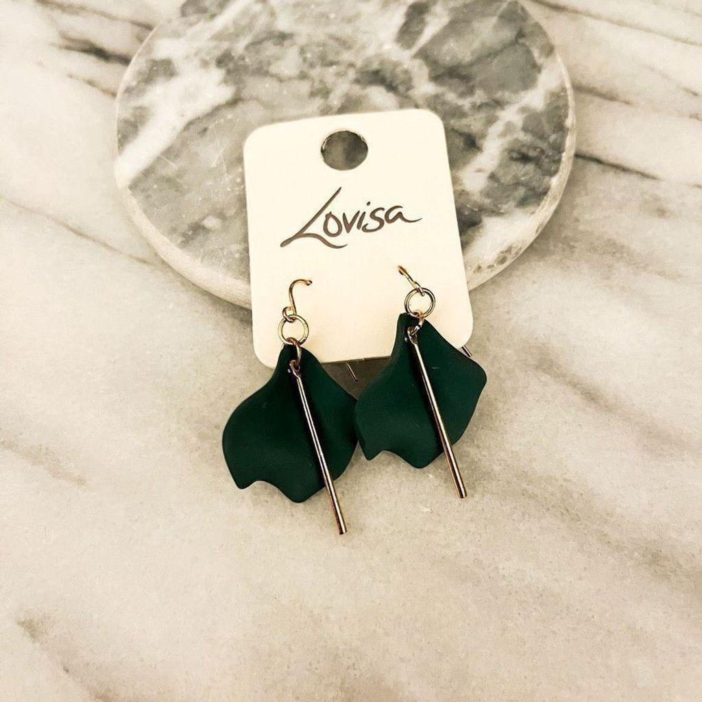 Jewelry LoVisa Acrylic Orchid Earrings Green Gold Toned Size ONE SIZE - 1 Thumbnail