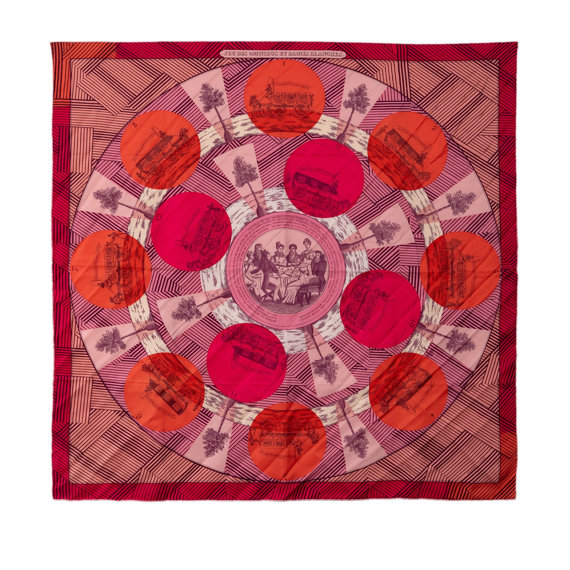image of Hermes Jeu Des Omnibus Remix Silk Scarf in Pink, Women's