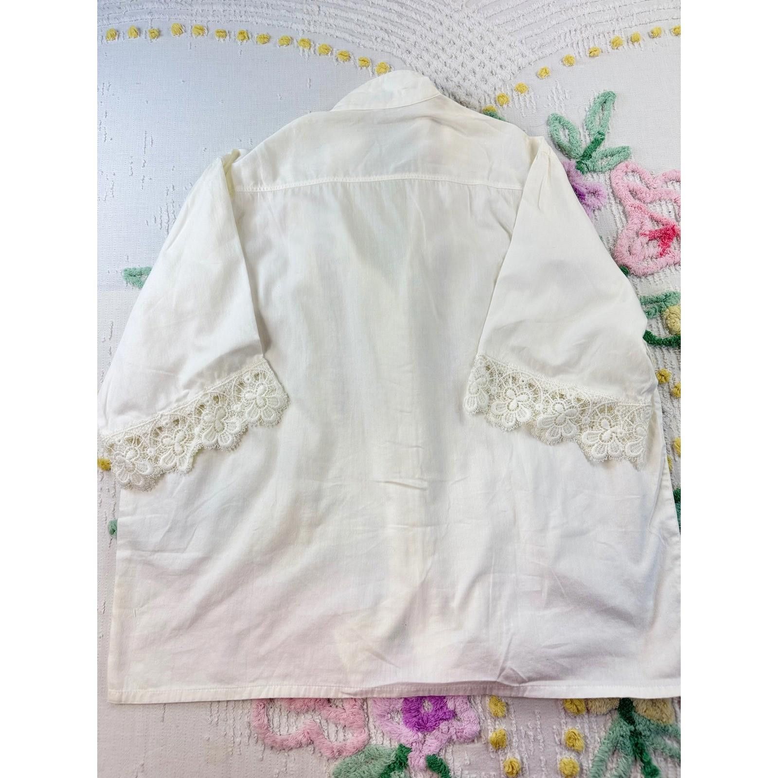 Other Seidensticker vtg Women White Lace Trim Embroidered 38 Size L / US 10 / IT 46 - 4 Thumbnail