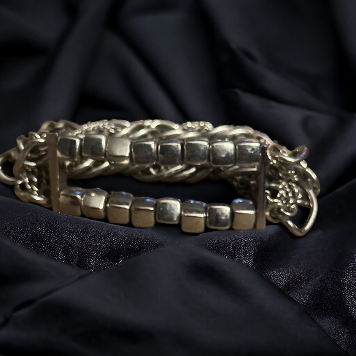 Other Silver tone chunky double chain stretch bracelet Size ONE SIZE - 2 Thumbnail