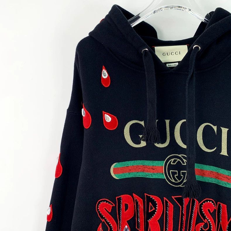 Gucci Gucci Black logo letter printed water drop cotton hooded l Size US M / EU 48-50 / 2 - 3 Thumbnail
