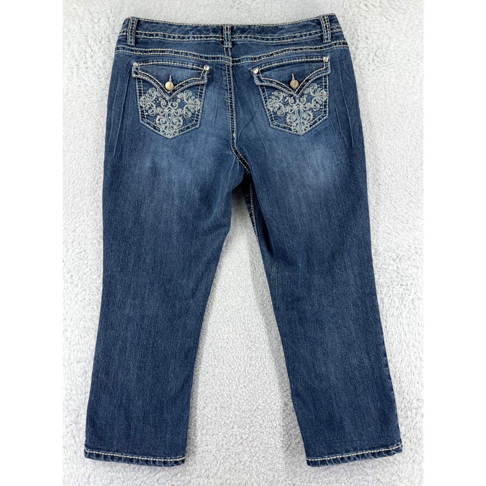 Nine West Nine West Jeans Womens 12 Blue Denim Ankle Embroidered Bling Cotton Blend Denim Pants Adult Regular Blue Women's Jeans 90s Designer Logo Size 34" / US 12 / IT 48 - 2 Thumbnail