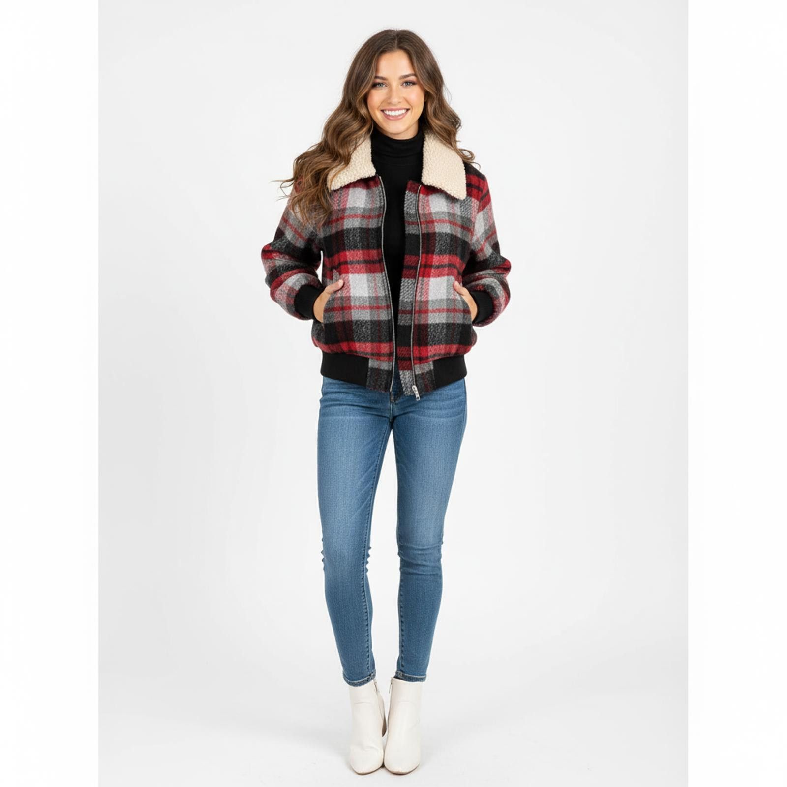 Other Cozy Plaid Sherpa Collar Jacket for Women Size S / US 4 / IT 40 - 1 Thumbnail
