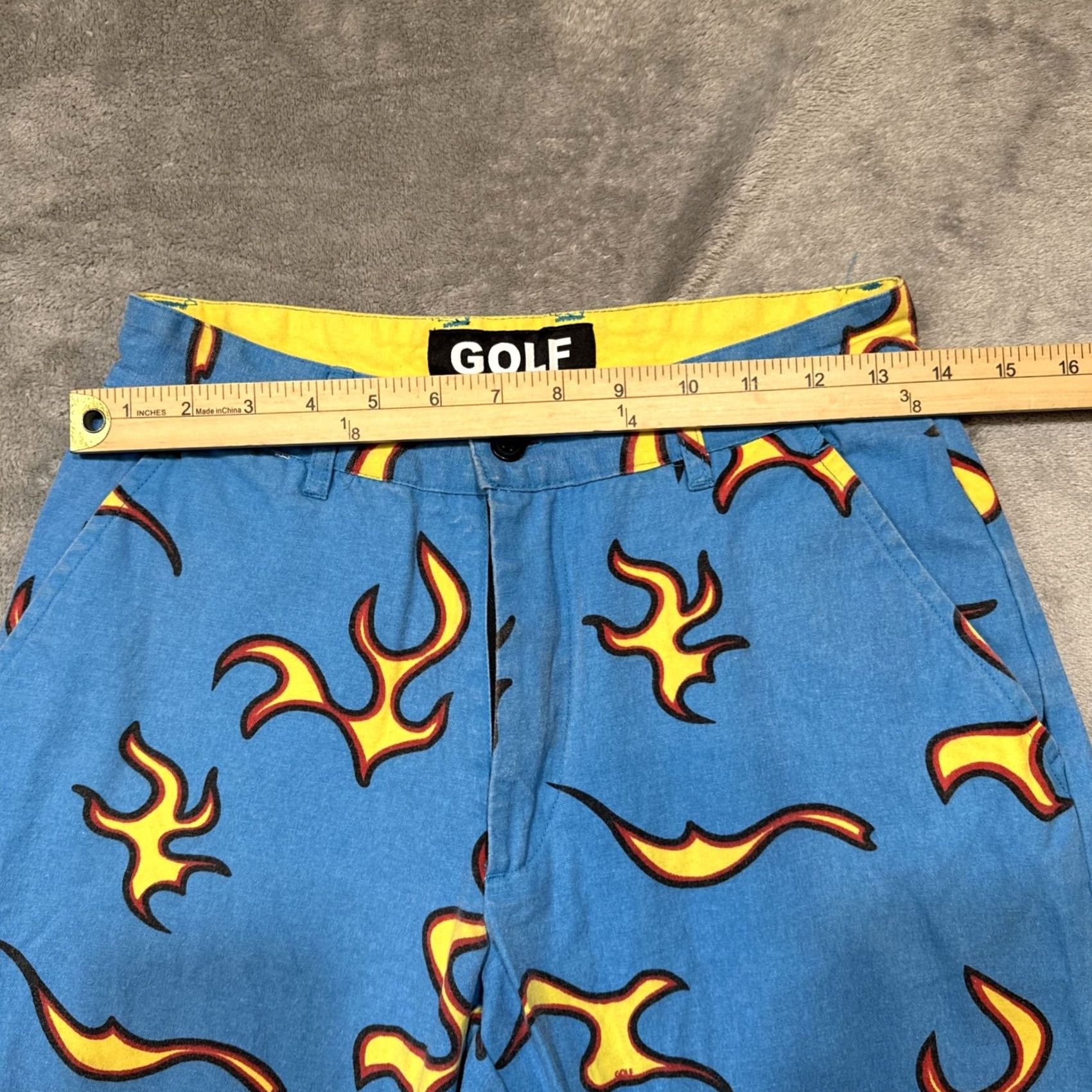 Golf Wang GOLF WANG Flame Pants Mens 28x27 Blue Cotton Tapered Chino Tyler The Creator Size US 28 / EU 44 - 3 Thumbnail