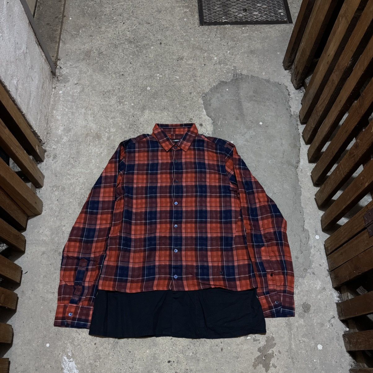 Raf simons Double layer flannel shirt bottoms up
