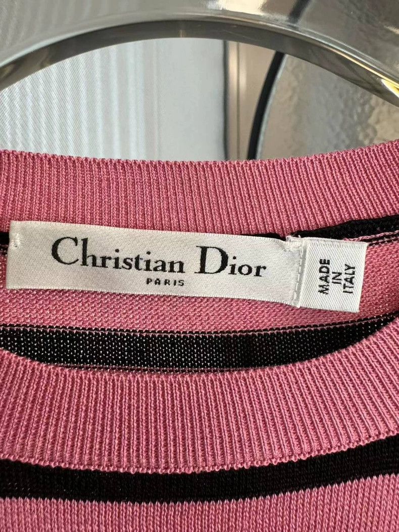 Dior Dior pink striped short sleeve knit Size US S / EU 44-46 / 1 - 4 Thumbnail
