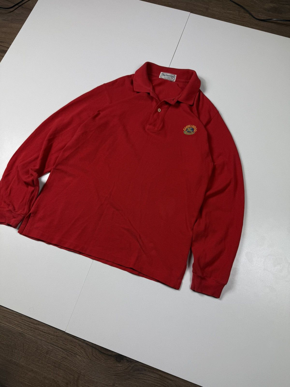 Burberry Vintage Burberry Polo Shirt Red Long Sleeve Size US L / EU 52-54 / 3 - 2 Thumbnail