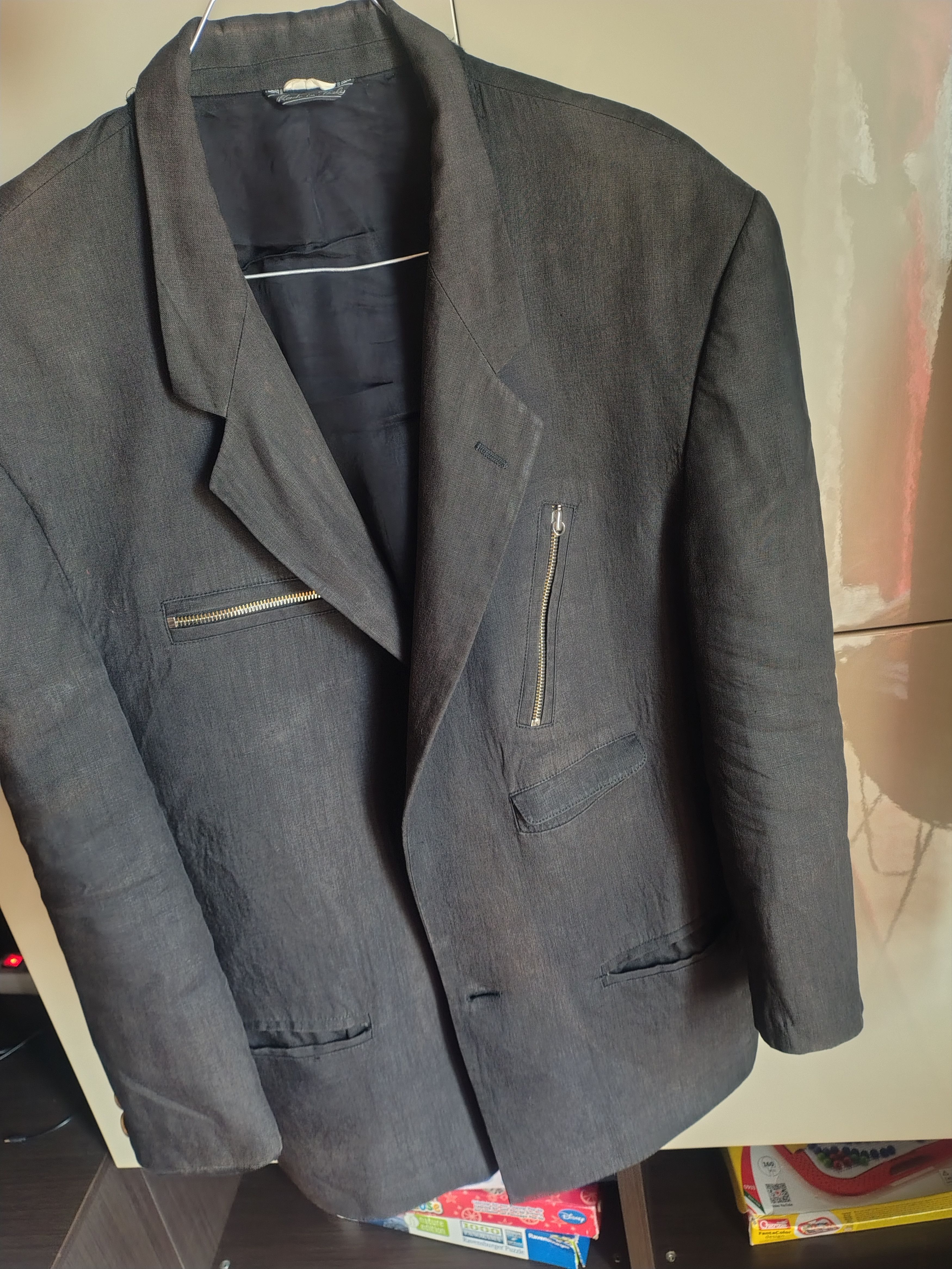 Versace Vintage Gianni Versace "Zipped" Linen-Texture Blazer Size 40R - 7 Thumbnail