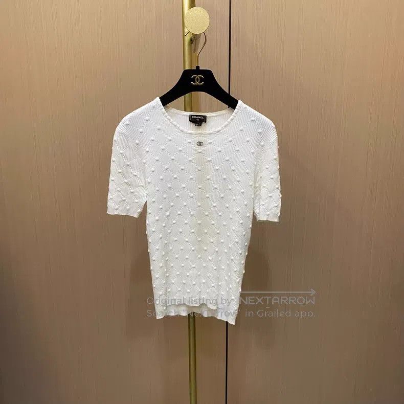 Chanel Chanel 22B white knitted short sleeves Size XXS / US 00 / IT 34 - 1 Thumbnail