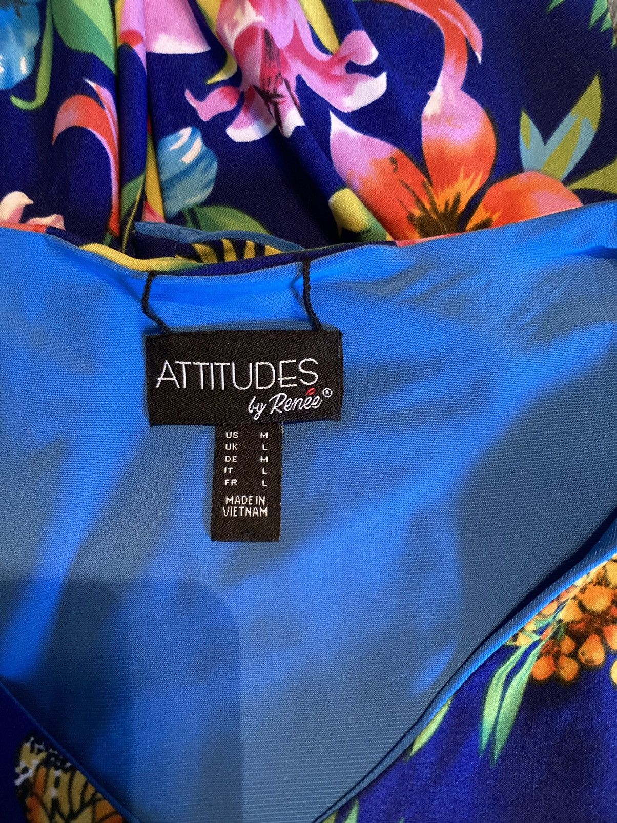 Other Attitudes by Renee blue floral reversible blouse Size M / US 6-8 / IT 42-44 - 4 Thumbnail