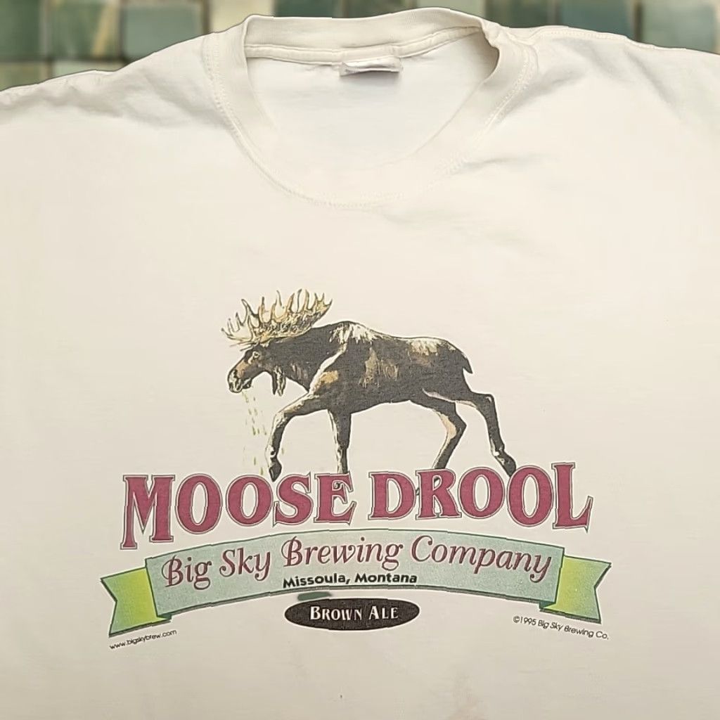 CO VINTAGE Beefy-T Shirt Mens XL White Moose Drool Big Sky Brewing Co Shirt Redefined Size US XL / EU 56 / 4 - 1 Thumbnail