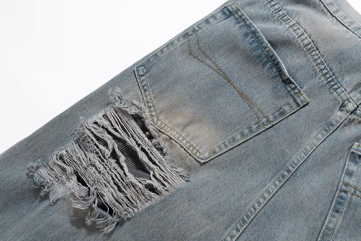 Designer × Vintage Retro Washed Hole Baggy Distressed Jeans Pants Size US 34 / EU 50 - 9 Thumbnail