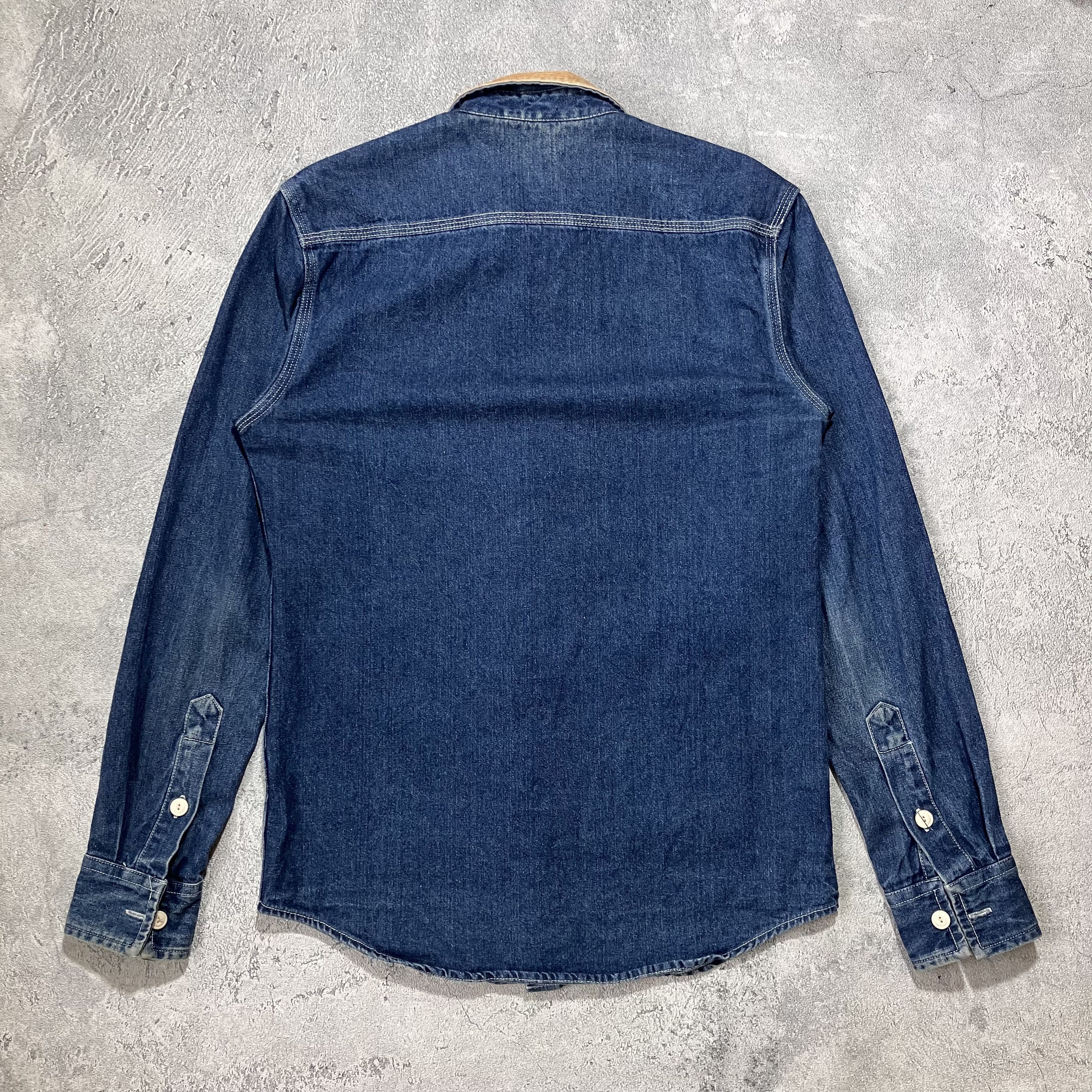 Post Overalls Post Overalls corduroy collar blue indigo denim shirt Size US M / EU 48-50 / 2 - 8 Thumbnail