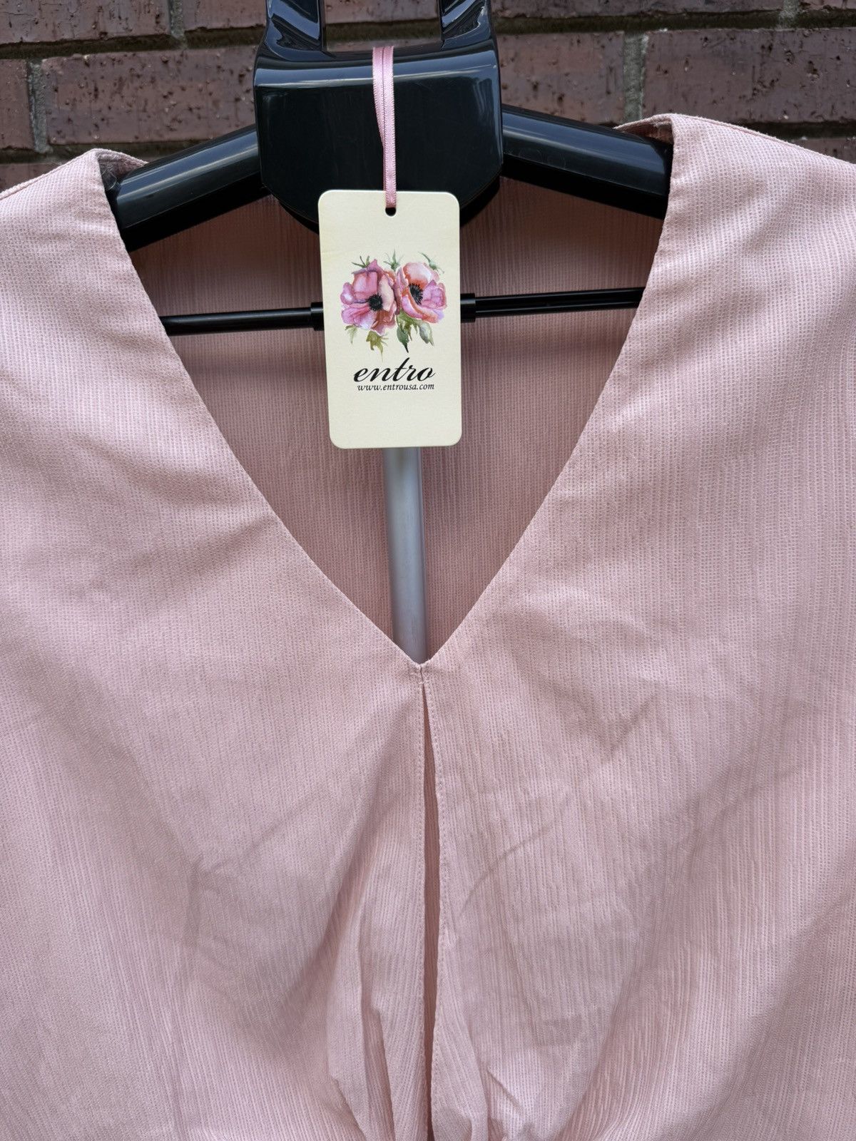 Other Entro Blouse Knotted Front Tie Blush Pale Pink Bell Sleeve Size S / US 4 / IT 40 - 4 Thumbnail