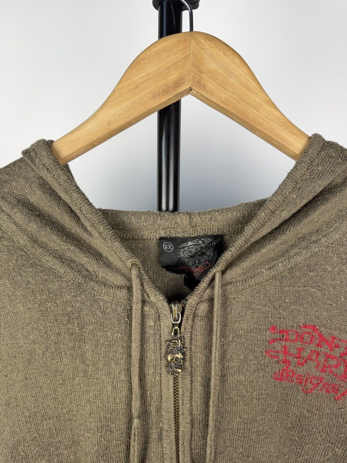 Ed Hardy × Japanese Brand × Vintage 90s Vintage Ed Hardy knitted Zip Hoodie veryrare item Size US XL / EU 56 / 4 - 5 Thumbnail