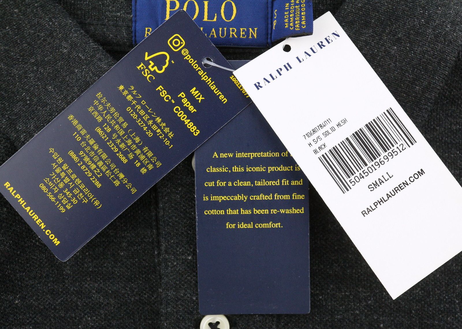 Ralph Lauren CUSTOM SLIM FIT S Black Melange Cotton Logo 87894 Size US S / EU 44-46 / 1 - 9 Thumbnail
