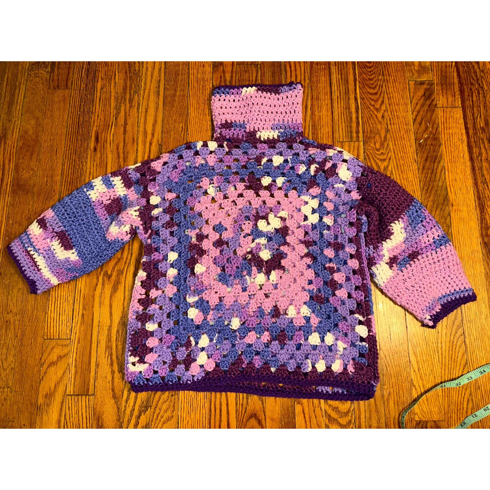 Vintage VINTAGE HAND CROCHET GRANNY SQUARE BOHO TURTLENECK SWEATER S Size S / US 4 / IT 40 - 6 Thumbnail