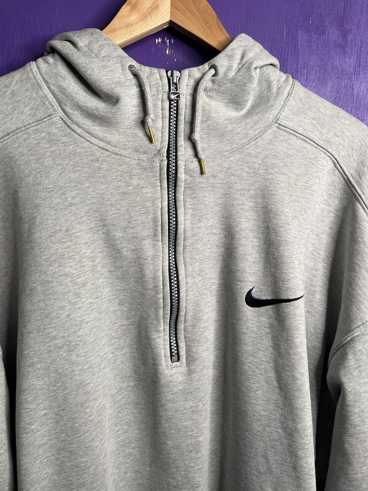 Nike × Vintage Vintage 90s Nike swoosh quarter zip hoodie Size US XXL / EU 58 / 5 - 3 Thumbnail