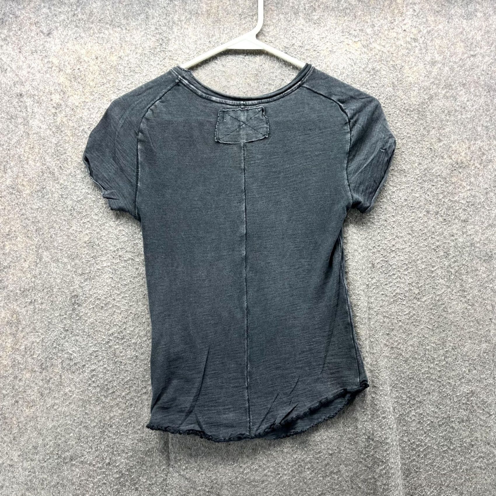 Free People Free People Shirt Womens XS Gray Short Sleeve T-Shirt Crew Neck Ruffle Cotton Tee Top Lightweight Size XS / US 0-2 / IT 36-38 - 2 Thumbnail