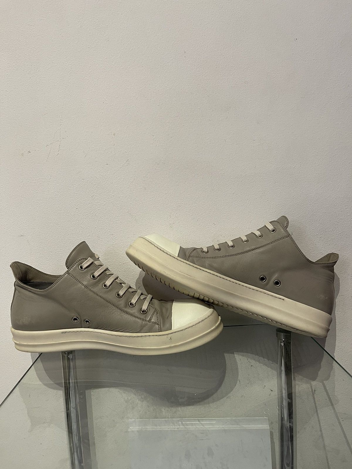 Rick Owens × Rick Owens Drkshdw Rick Owens Mainline 2016 Light Grey Ramones Low Size US 12 / EU 45 - 5 Thumbnail