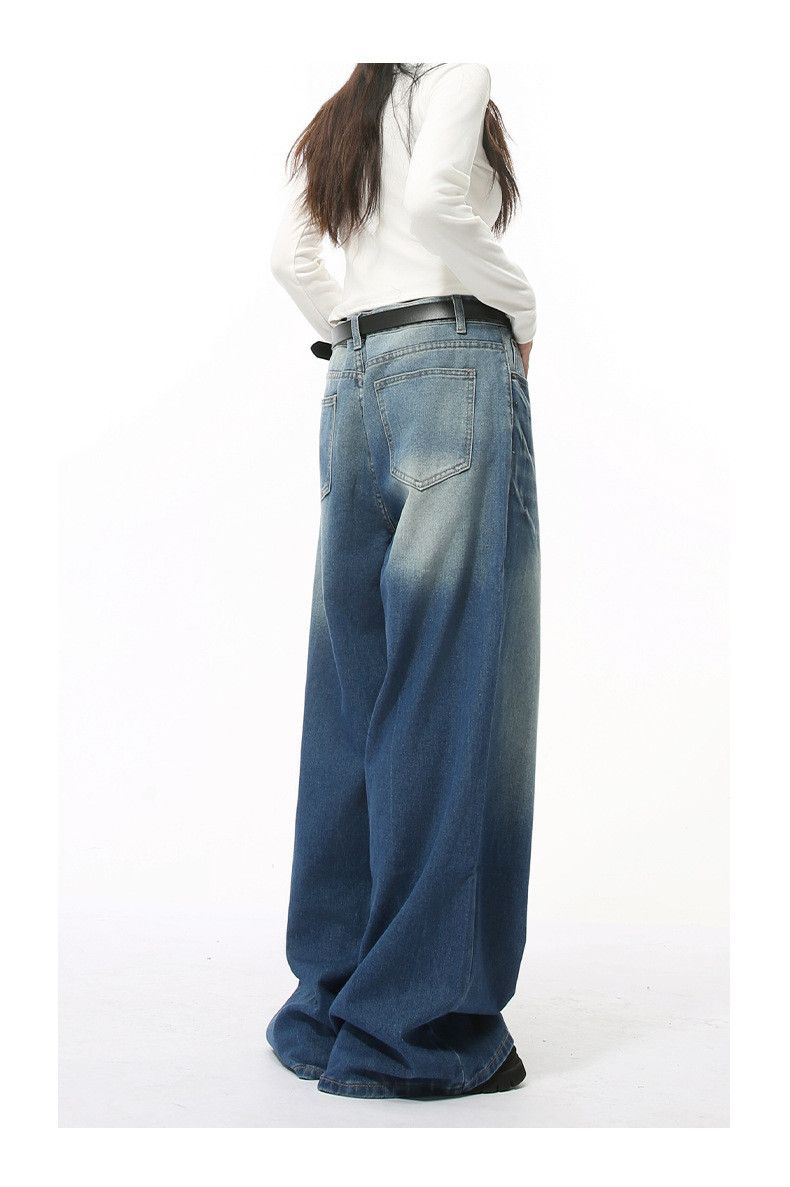 Japanese Brand × Jean Japanese lightning washed wide leg straight jeans casual Size US 32 / EU 48 - 4 Thumbnail