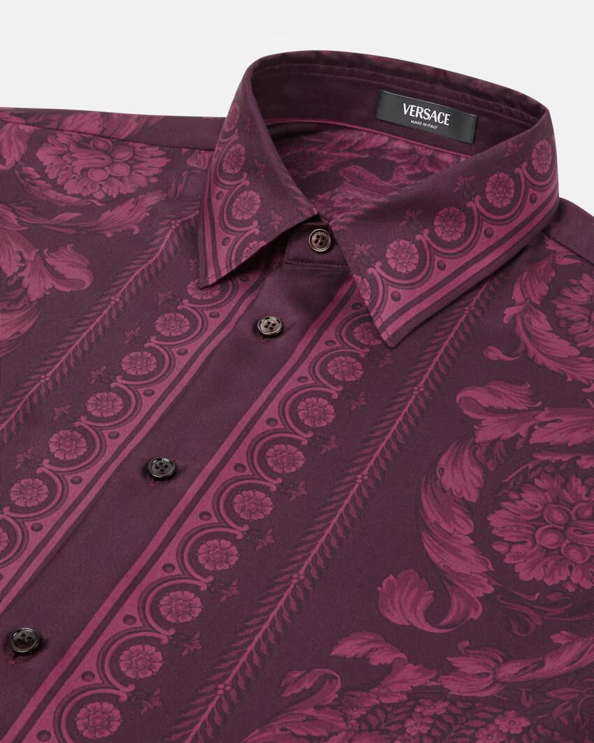 Versace o1s22i1n0125 Baroque Silk Shirt in Purple Size US M / EU 48-50 / 2 - 3 Thumbnail