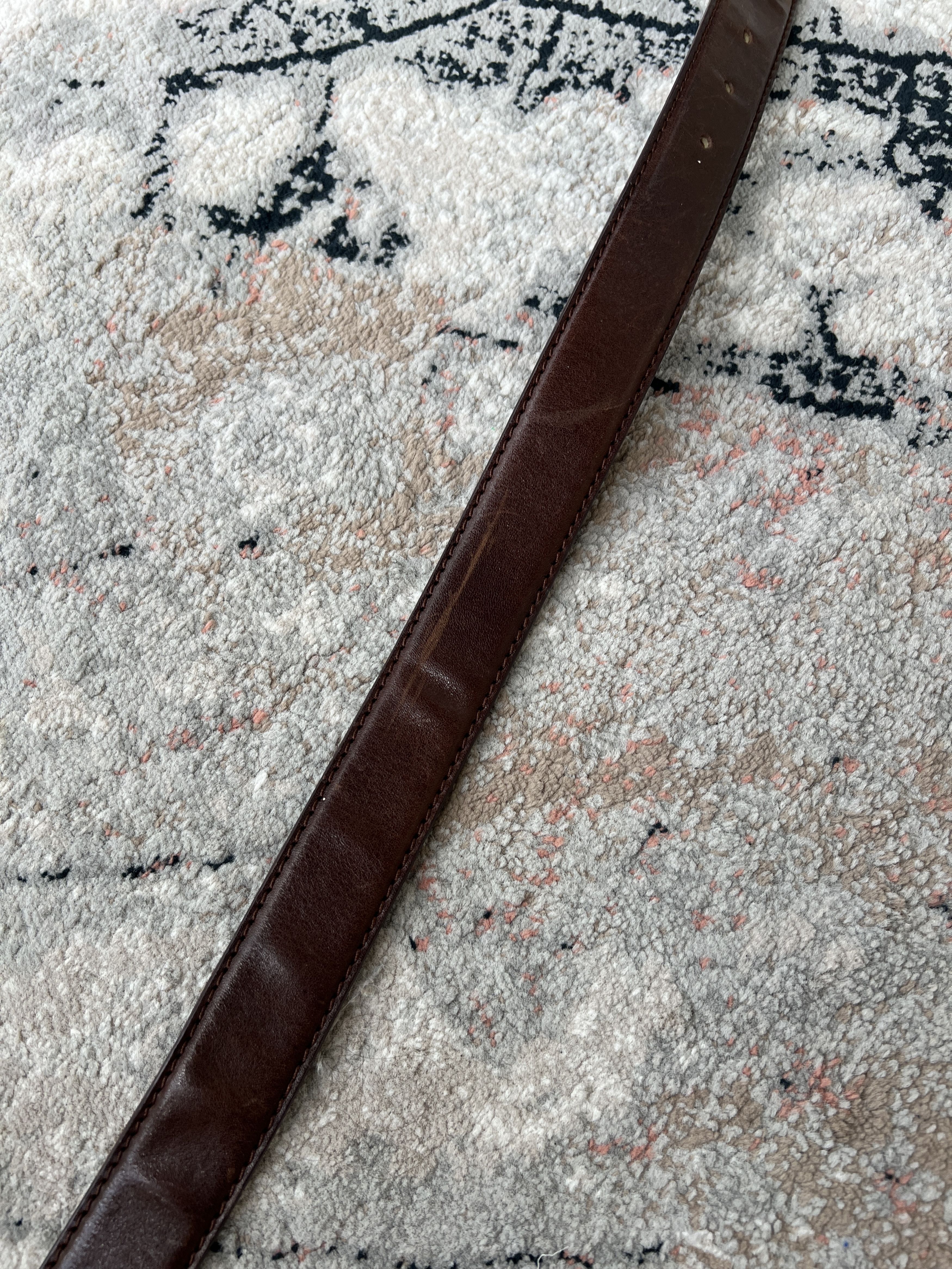 Vintage Solid Brass Vintage Leather Belt Size ONE SIZE - 5 Thumbnail