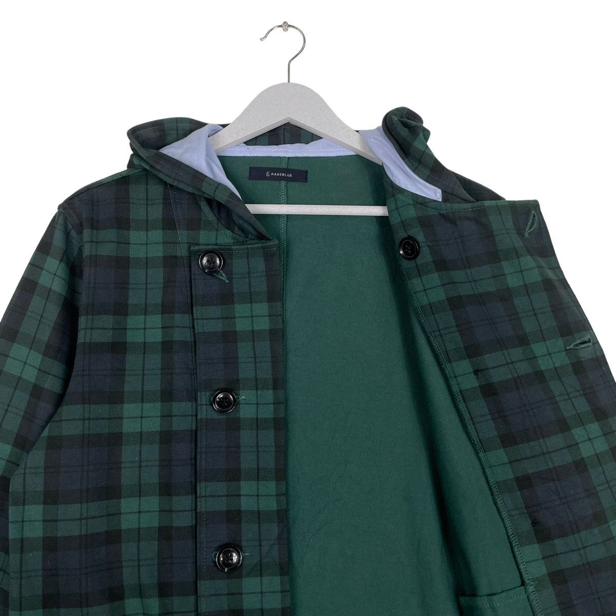 Hysteric Glamour × Japanese Brand × RAGEBLUE 💥RAGEBLUE CHECKED GREEN BLUE HOODIE JACKET Size US M / EU 48-50 / 2 - 10 Thumbnail