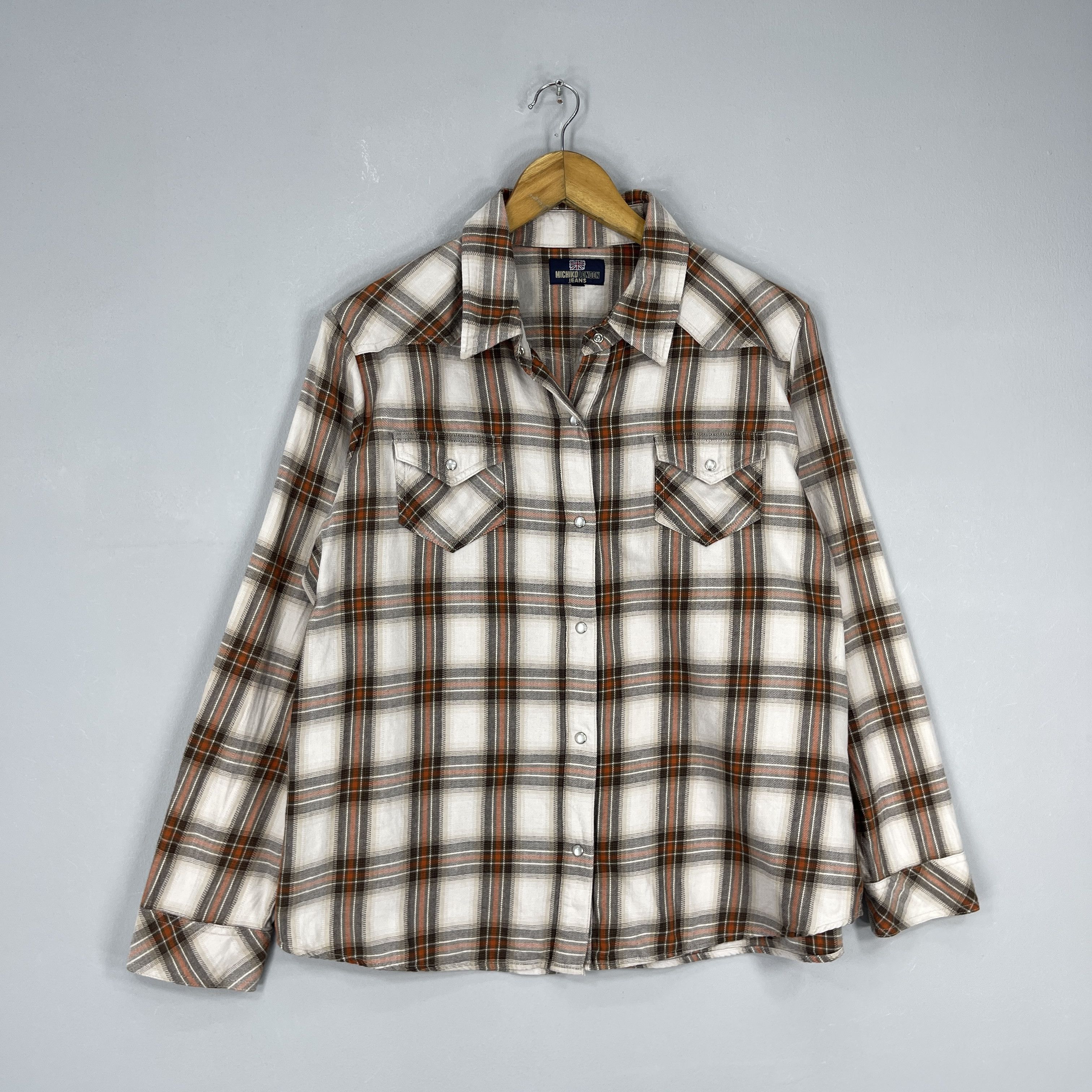 Flannel Vintage Michiko London Jeans Plaid Western Flannel Shirt Size US L / EU 52-54 / 3 - 3 Thumbnail